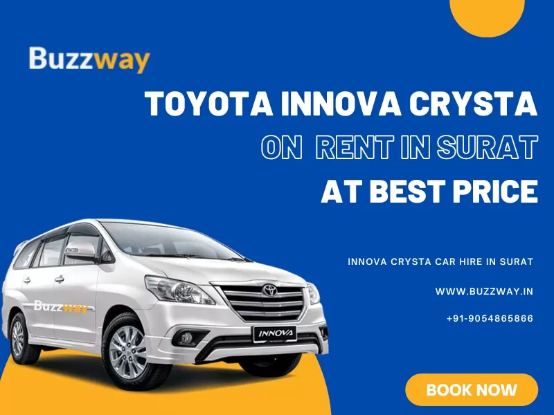 Toyota Innova crysta cars hire in Surat, Book Toyota Innova crysta car on rent in Surat